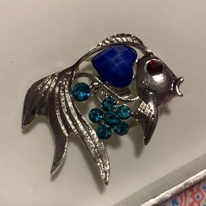 Heart blue fish adjustable ring